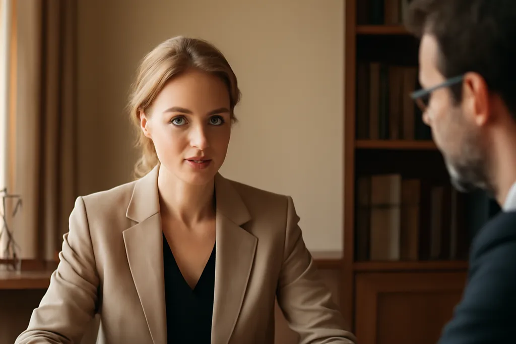 Femme d'origine russe en consultation avec un avocat spécialisé en droit de la famille international