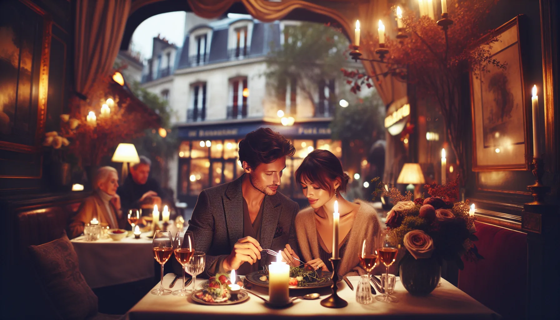 Couple franco-russe lors d un diner romantique a Paris