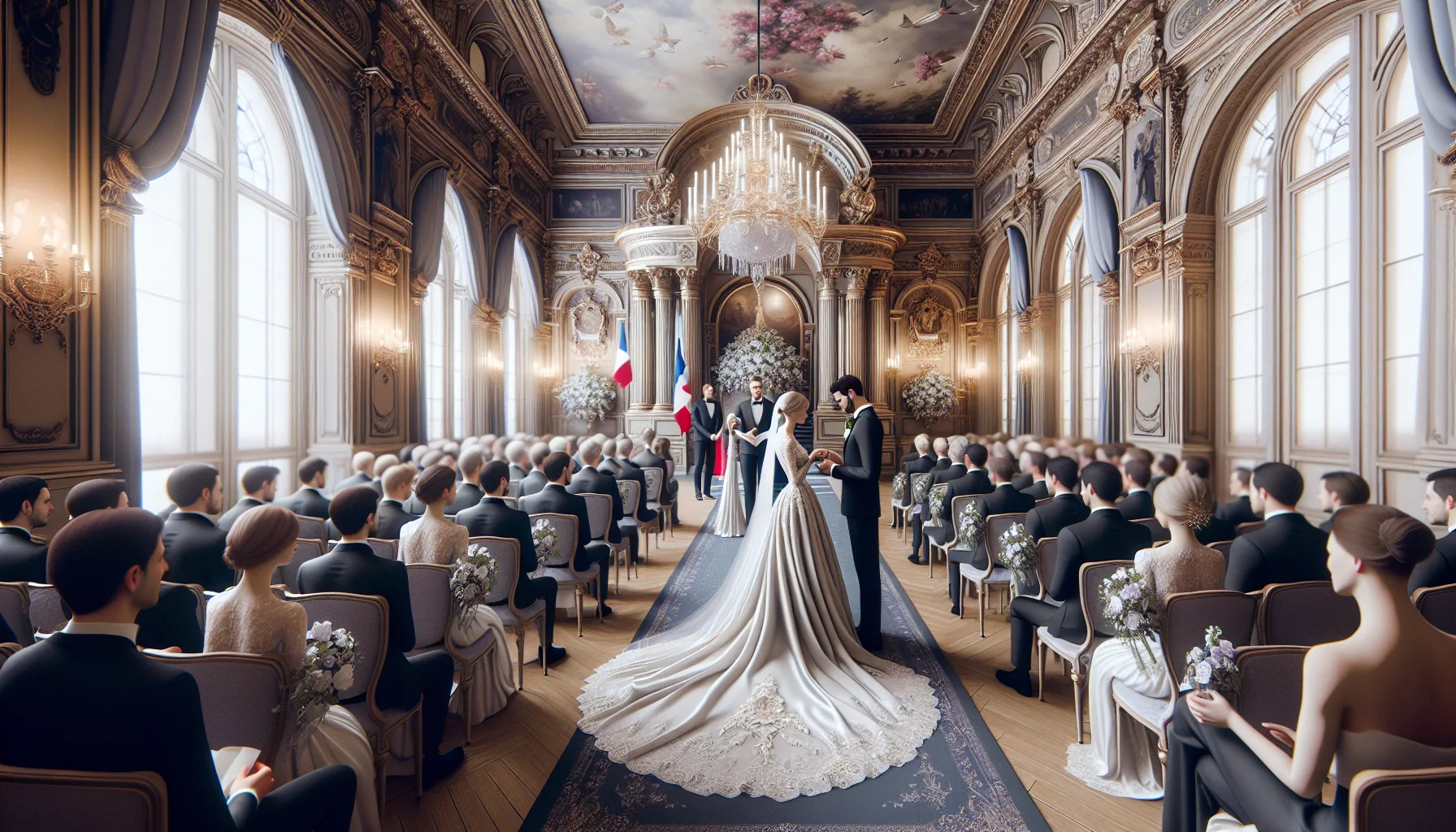 Ceremonie de mariage franco-russe dans une mairie en France