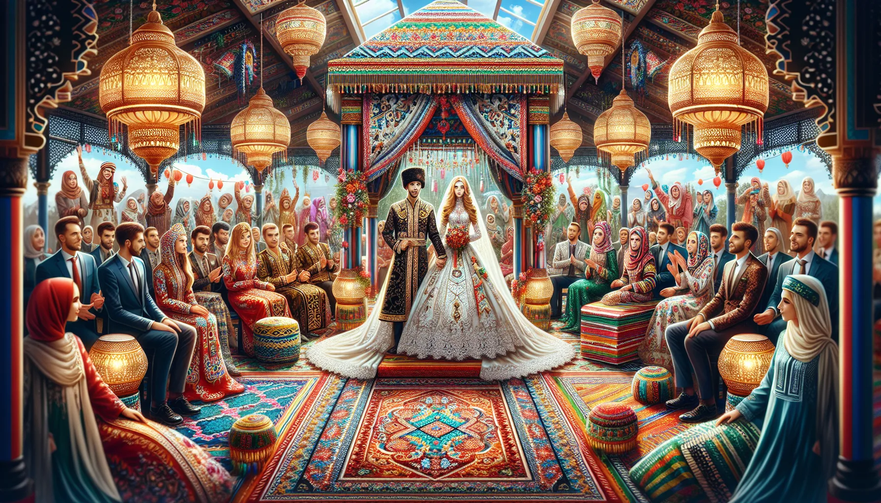 Mariage entre une femme russe et un homme marocain melant les deux cultures